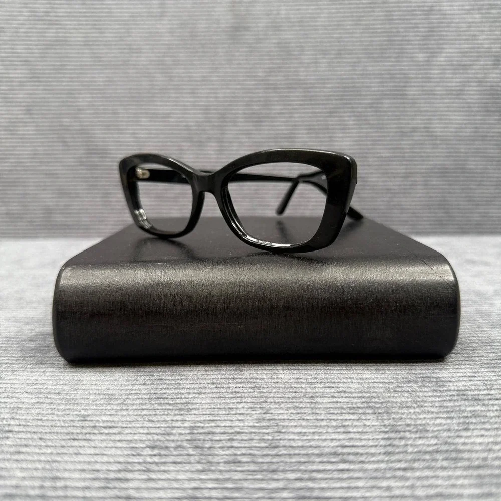 SEE Eyewear 1771 Black Eyeglasses Frames Made in France 50-17-135 Cat Eye Y2k